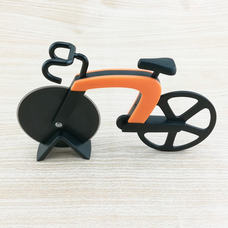 Bicycle Pizza Cutter Wheel Stainless Steel Plastic Bike Roller Pizza Chopper Slicer Kitchen Gadget E2S: Orange