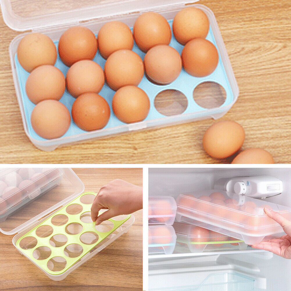 15 æg holder klar mad opbevaringsbeholder køleskab æg opbevaringsæske sag mad konservering plast æsker køkken arrangør