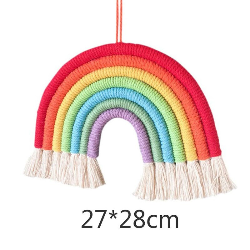 Bricolage corde arc-en-ciel jouet à la main tissé arc-en-ciel décoration tenture murale nordique bébé chambre décor accessoires de noël: 6