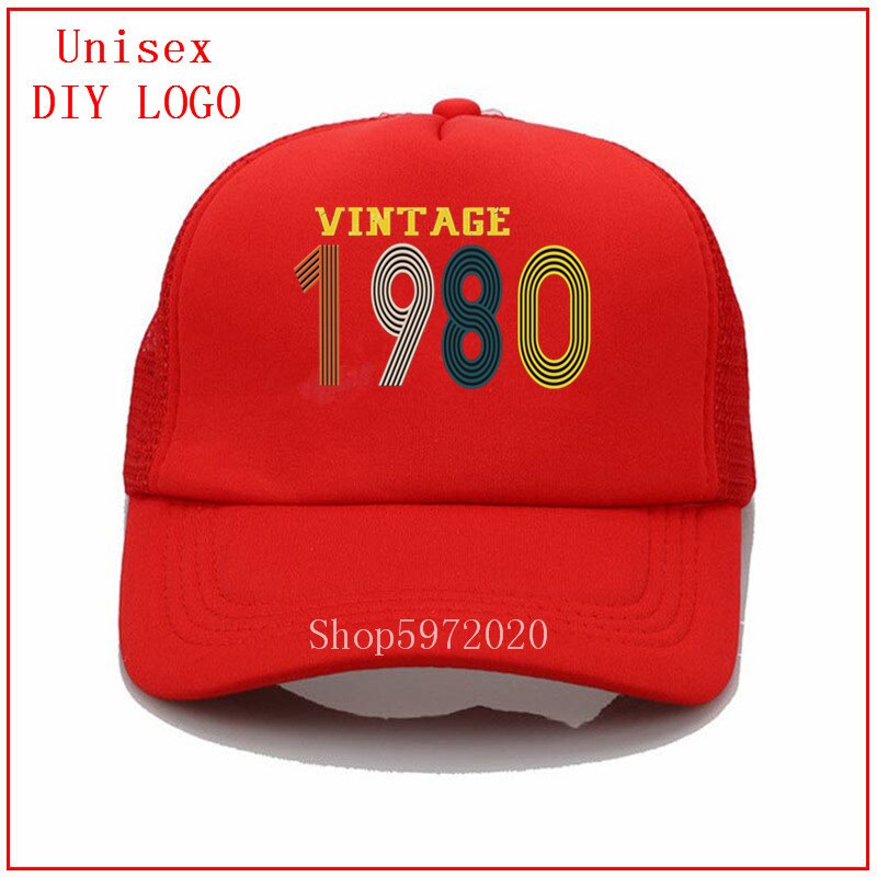 1980 vintage year hats for men snapback sun hats for women bucket hat baseball cap mens bassball caps best selling: 4red / Adult