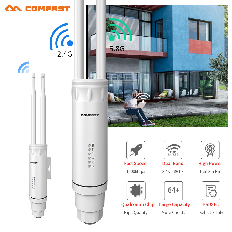 COMFAST AC1200/AC1300 Zewnętrzny Router AP 2.4G/5G Dual Band Daleki Zasięg Wzmacniacz Sygnału Bezprzewodowy Repeater WiFi Wodoodporny