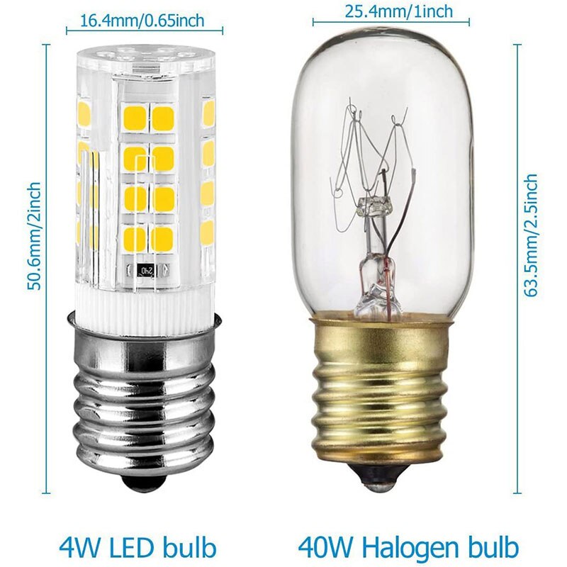 Bombilla LED de cerámica para horno microondas, lámpara de luz para congelador, piezas de repuesto para microondas, E17, 210-230V, 4W, 6000K