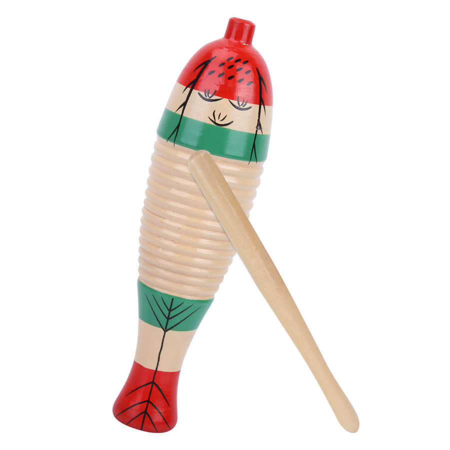 Percussion Instrument Equipped with Scraper Colorful Musical Guiro Instrument Wood 2 Sets for Developing Music Potential Early