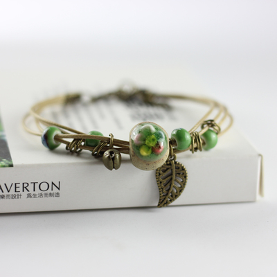 Forest Series Plant hand-kneaded Ceramic Adjustable DIY Bracelet For Women Jewelry #CZ501