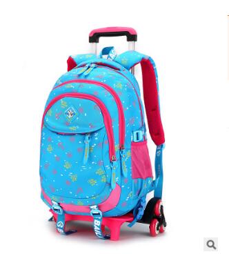 ZIRANYU Rollende rugzak Reizen bagage Trolley schooltas Op wielen meisje Trolley School rugzak tas op wieltjes voor meisje: 6 wheels blue