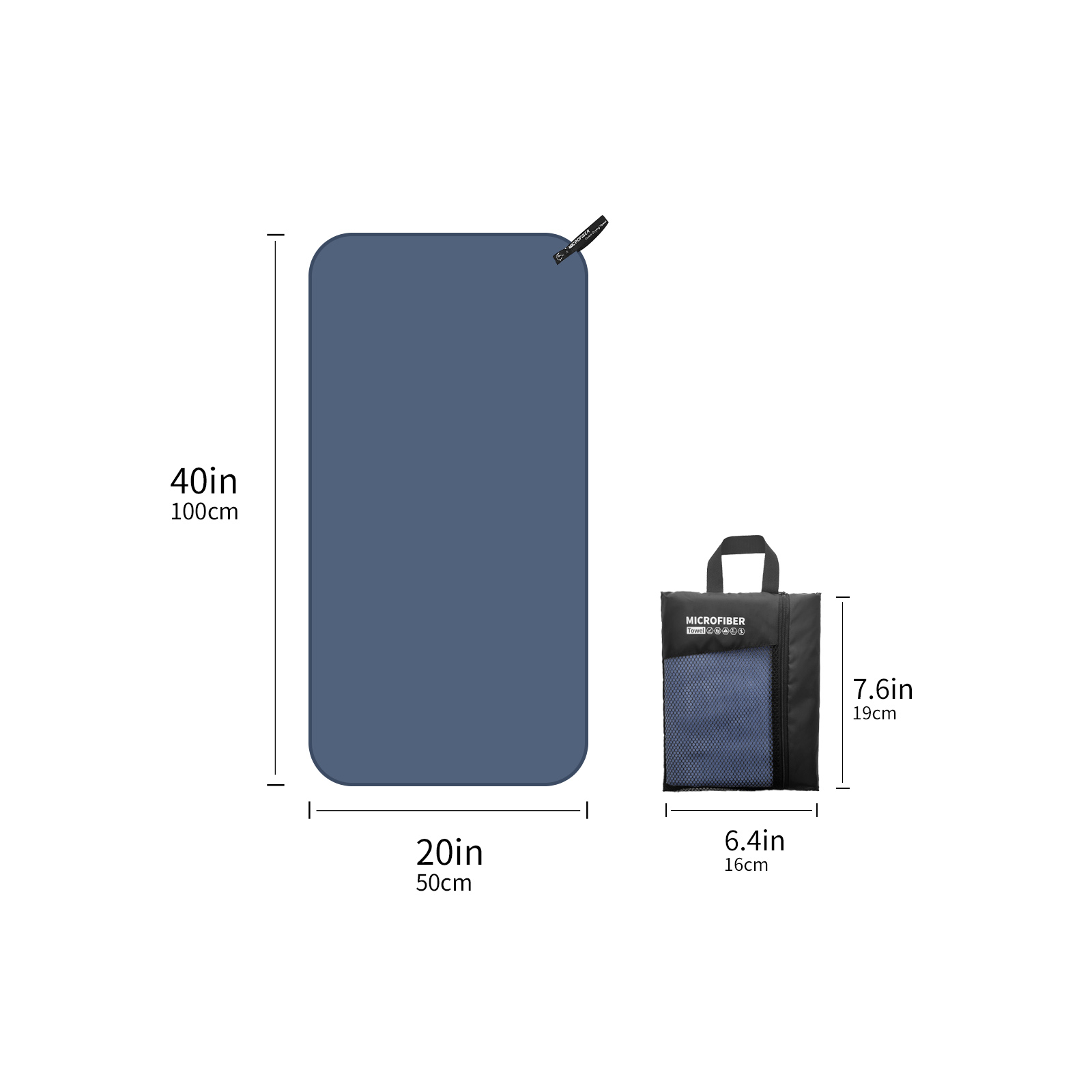 Serviette en microfibre Mutao avec sac en filet, serviettes absorbantes à séchage rapide pour le Camping, le Yoga, la randonnée: Bleu