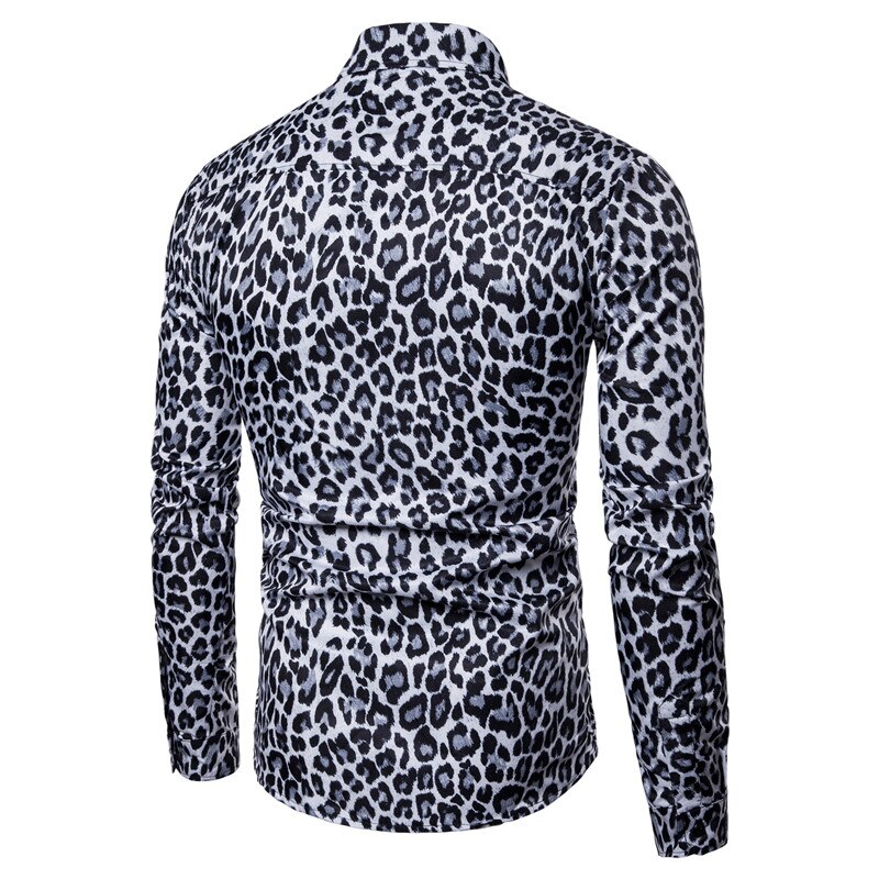 Chemise à manches longues pour Homme, tendance boîte de nuit à imprimé léopard, de , pour les fêtes, décontracté
