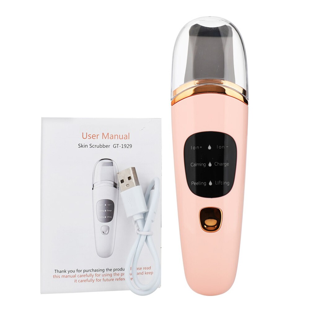 Ultrasonic Skin Scrubber Deep Face Cleaner Machine Dirt Blackhead Removal Facial Lifting Peeling Reduce Wrinkles Skin Scrubber: type 1 pink no box