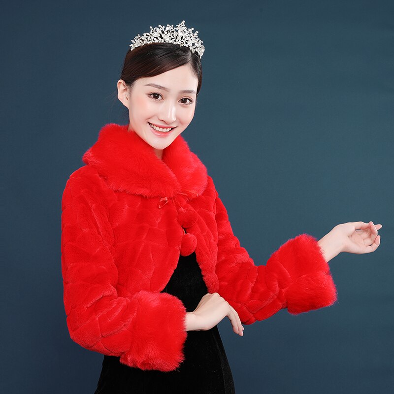 fausse fourrure blanc boléro mariage Wrap mariée veste manteau manches longues hiver fausse fourrure dames soirée vestes