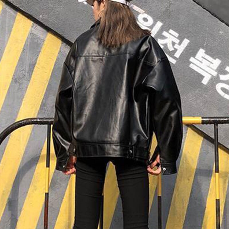 Oversized Coat Women Faux Leather Jacket Autumn Loose Biker Motorcycle Jackets Female Punk Streetwear Womens Jacket