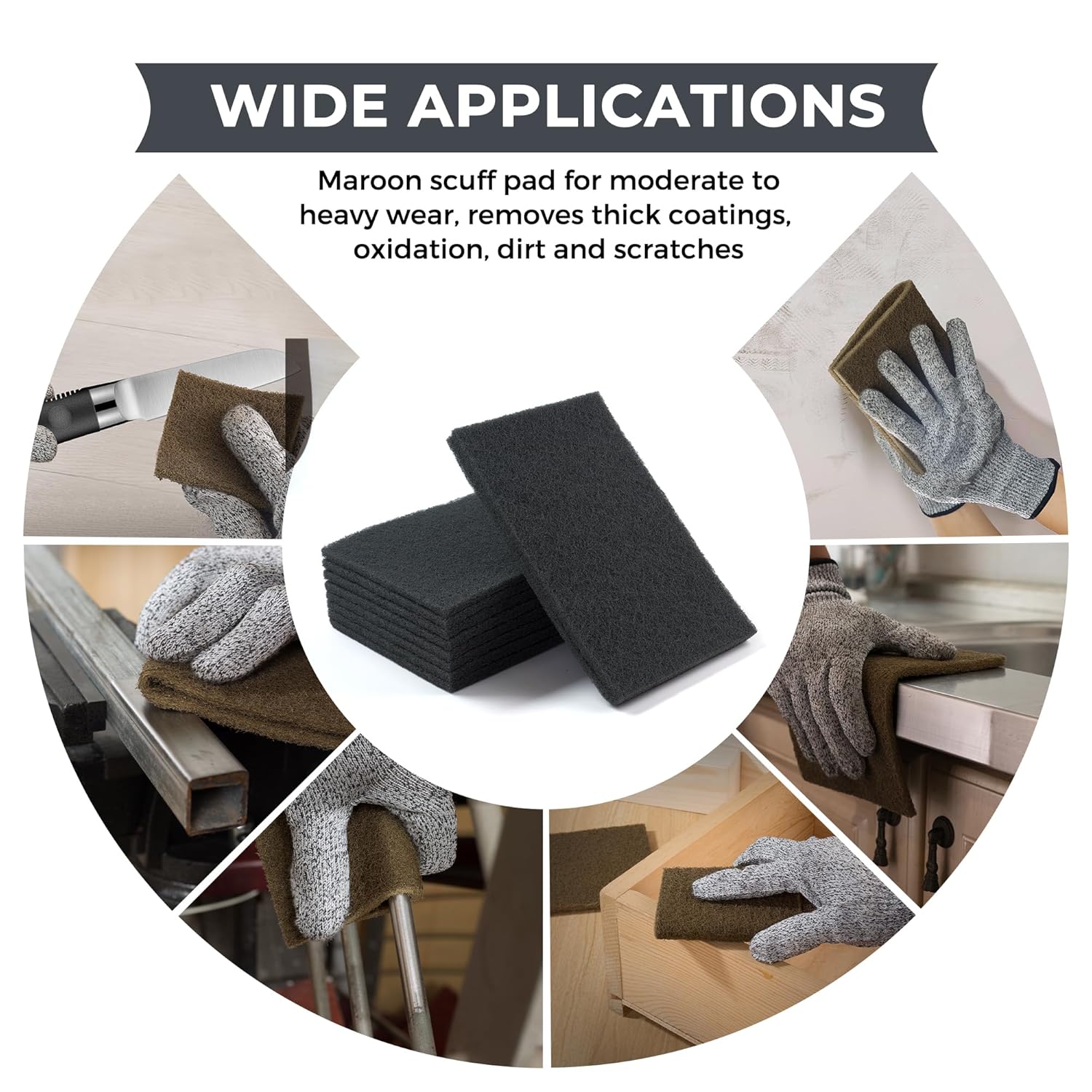 6"x9" Scuff Pads 10pcs Scuffing Scouring Sanding,Paint Primer Prep Adhesion Multipurpose Scrub Pad 800Grit Wet Dry Abrasive Pad