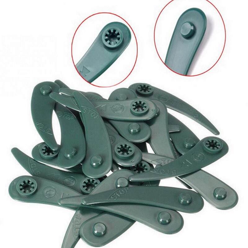 25 pièces/ensemble tondeuse à gazon lame en plastique remplacement herbe Strimmer lames tondeuse à gazon lames en plastique NotEasy Break jardin tondeuse outil