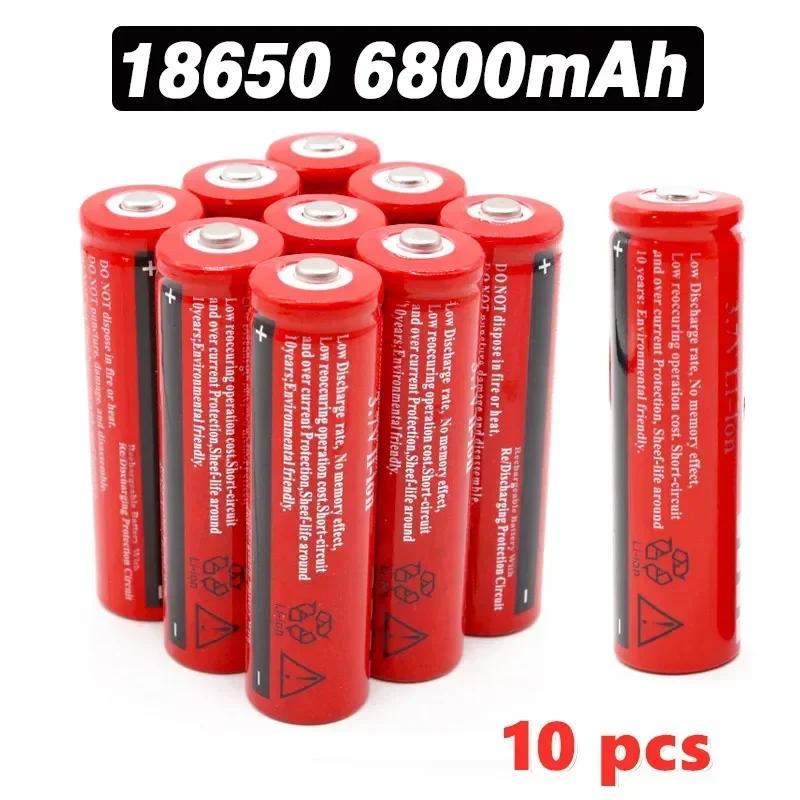 18650 recharable battery 3.7V 6800 mAh 18650 rechargeable lithium-ion battery 3.7V for LED flashlights: WHITE