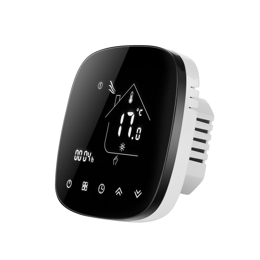 Termostato redondo Wifi, BHT-001 de calefacción, pantalla negra, botón táctil, controlador inteligente de calefacción por suelo radiante, aplicación Tuya