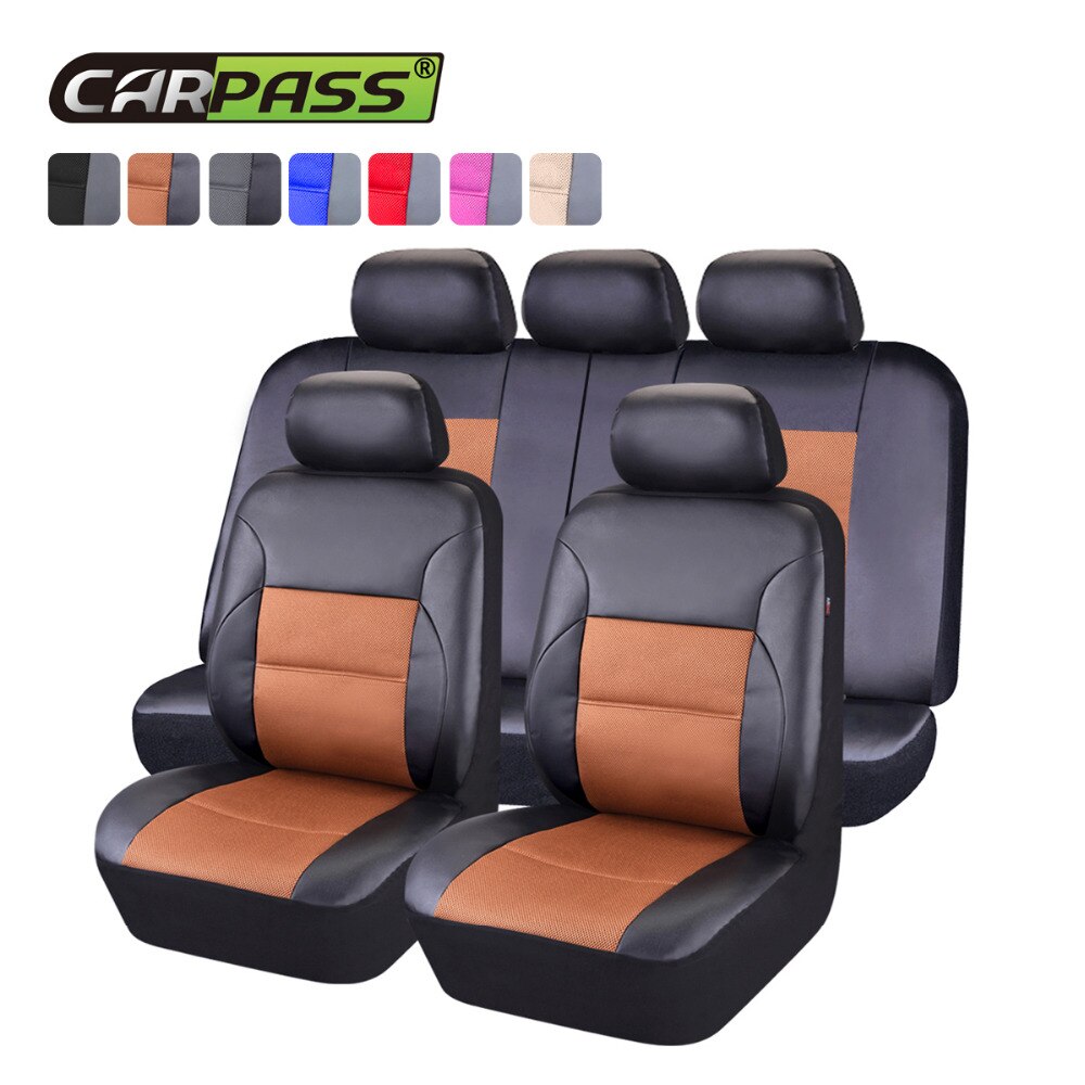 Auto-Pass Pvc Lederen Auto Bekleding Universele Bekleding Interieur Accessoires Auto-Styling Automobiles Stoelhoezen: Full Set Brown
