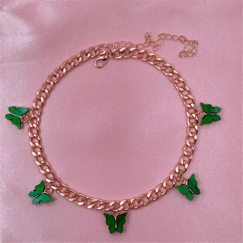 Punk Gold Silver Color Chain 5 Butterfly Choker Necklace for Women Wedding Party Statement Cute Pendant Necklaces Jewelry: 11