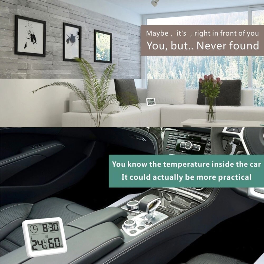 Digital Thermometer Hygrometer Meter Automatic Electronic Humidity Monitor Alarm Clock LCD Screen Display Indoor Dry Hygrometer