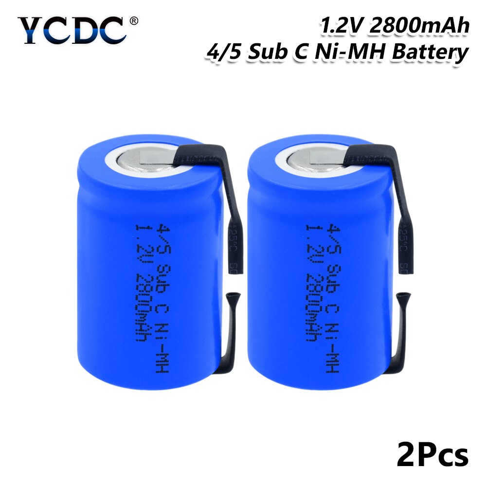 YCDC 4/5SC SC Sub C li-ion Li-Po Lithium Battery high-discharge 1.2V 2800mAh Rechargeable Ni-MH Batteries With Welding Tabs: 2 PCS