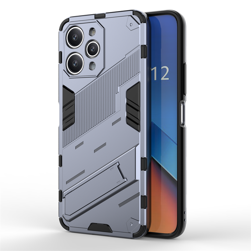 Para Xiaomi Redmi 12 funda para Xiaomi Redmi 12 funda protectora Punk armadura Capa Shell Kickstand funda de teléfono para Xiaomi Redmi 12 4G: Gris