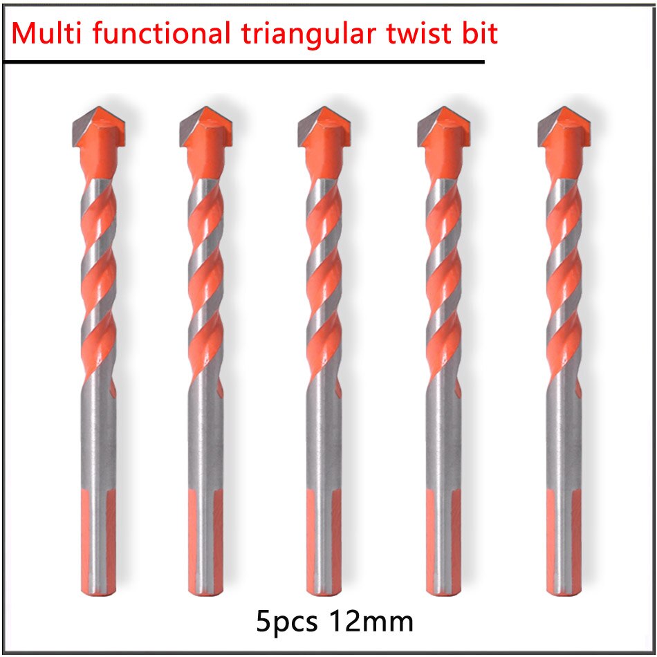 5 stk 5 6 8 10 12mm trekantet bit multifunktion trekant bit super hård legeret beton cement træ boring elektrisk bor: 5 stk 12mm