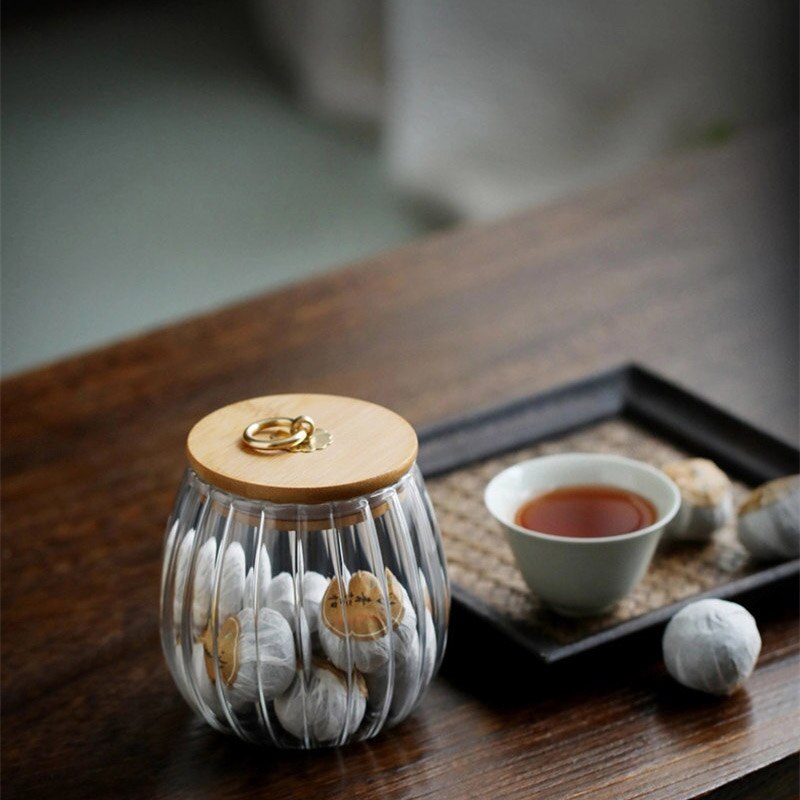 Sucrier Transparent avec couvercle en bois, sucrier, boîtes à épices, boîte à thé, réservoir de grains, ustensiles de cuisine