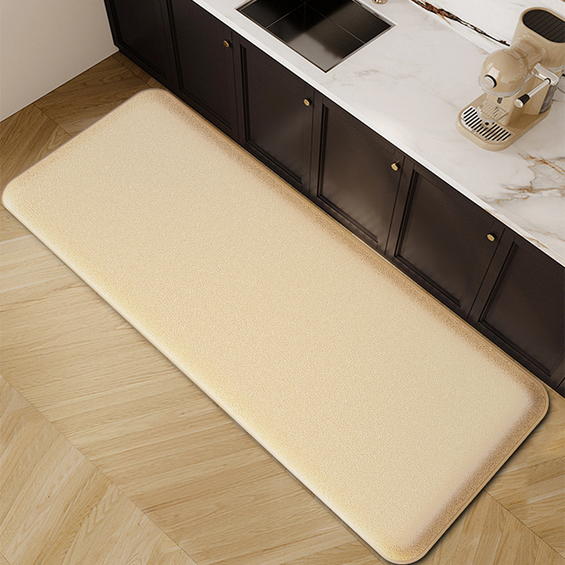 Lange Streifen verdickte Küche wasser- und ölabsorbierende Bodenmatte Flanell rutschfeste schmutzabweisende Fußmatte Eingangstürmatte: 1400MMx2000MM / Beige