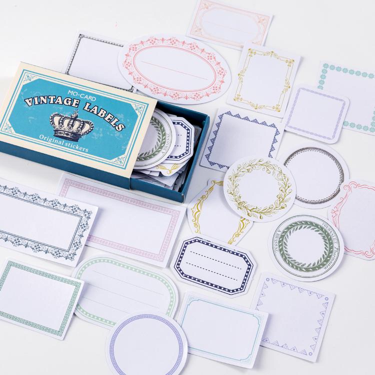Juego de pegatinas de papelería Kawaii Vintage, etiqueta adhesiva, escuela, oficina, , álbum de recortes, 60 unids/paquete: D