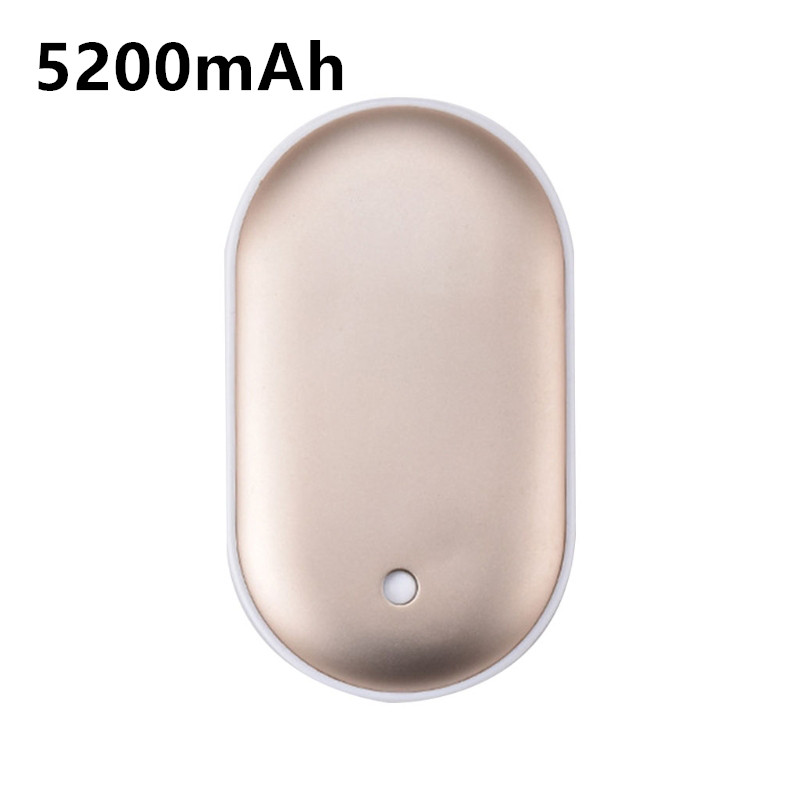 Portable Mini Hand Warmer 2 In 1 USB Rechargeable Cobblestone Pocket Mobile Power Bank Reusable Electric Winter Heater: 5200mah gold