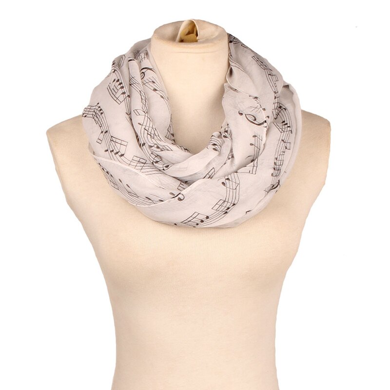 Music Note Print Zachte Ring Sjaal Mode Vrouwen Katoen Nek Wrap Sjaal Stola Halsdoek Lente Herfst Infinity Sjaals voor Vrouwen: 3