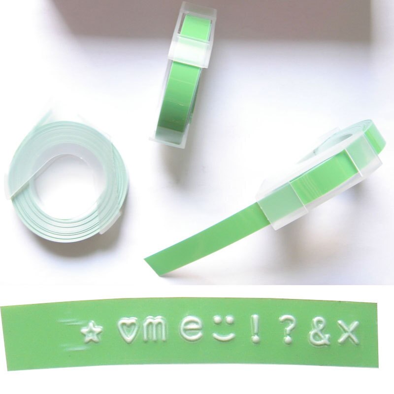 5 STKS groene kleur PVC hard Tape zelfklevend 9mm DIY handgemaakte accessoires, masking label tape vinyl scrapbooking