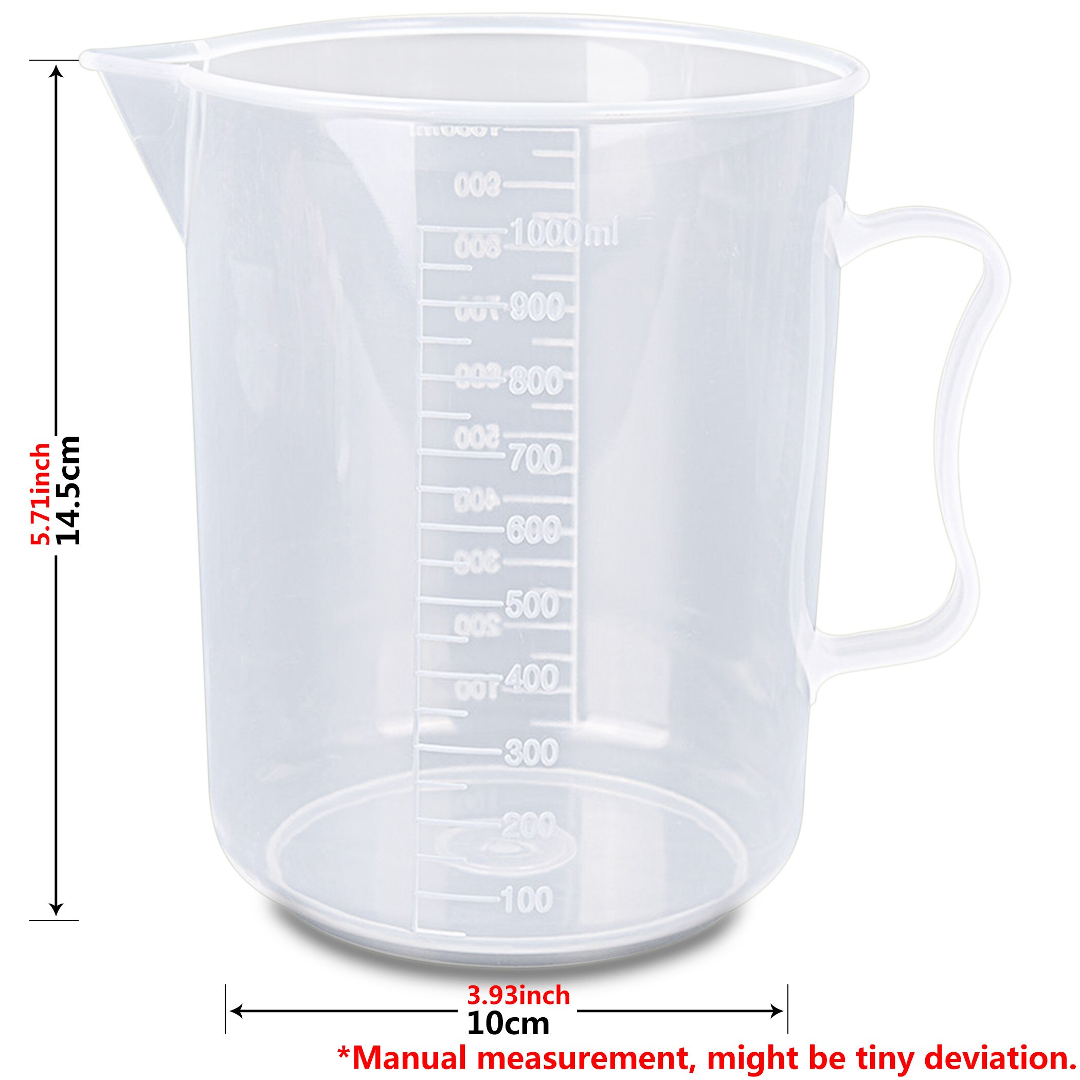 Durable Plastic Clear Liquid Measuring Cup with Scales Kitchen Tool: 1000ml / 1PC