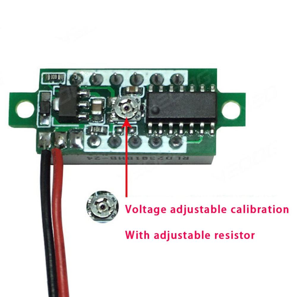 Voltímetro Digital de 0,28 pulgadas DC 32V de doble LED amperímetro voltaje amperímetro potencia dos cables pantalla Digital voltímetro DC ajustable