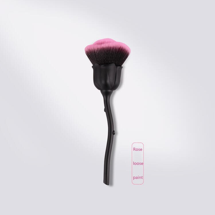 Brocha de maquillaje con flor rosa, pincel grande para polvo suelto, herramientas de belleza, pincel de maquillaje para arte de uñas, cepillo de rubor: Azul