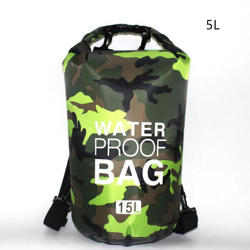 Waterproof Swimming Bag Storage Dry Sack Bag For Canoe Kayak Rafting Outdoor Sport Swimming Bags Travel Kit Backpack: green 5L