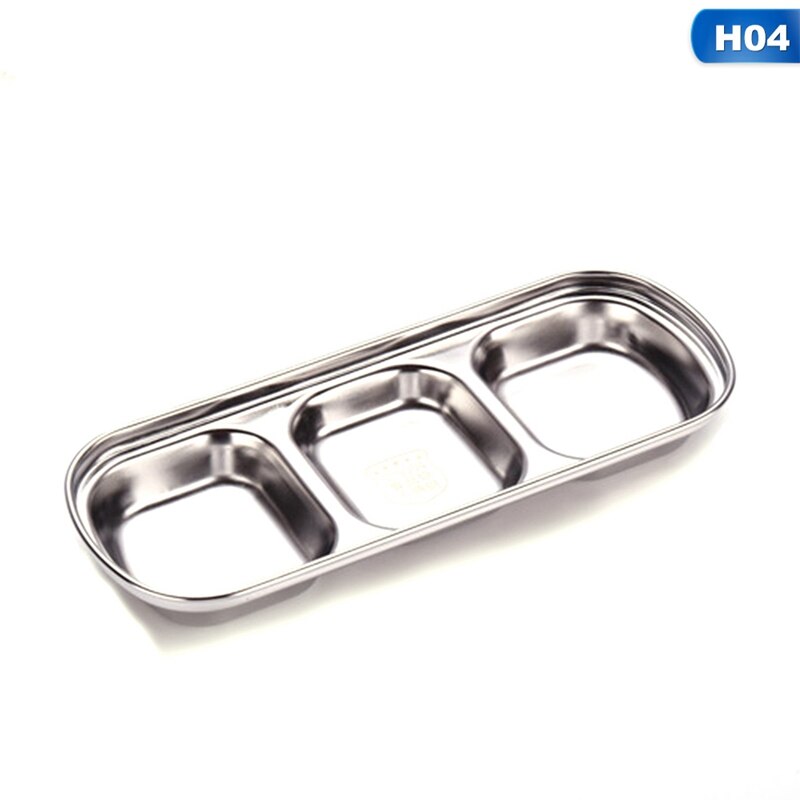 Molho de carne assado de pimenta de aço inoxidável pratos tigela separada sushi vinagre de soja pratos talheres comida tempero bandeja: H04