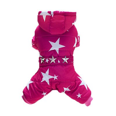Wasserdicht Hund Kleidung Welpen Baumwolle-gepolstert Mantel Stern Warme Hund Daunenjacke Parka Hündchen Skianzug für Kälte: Rose / L