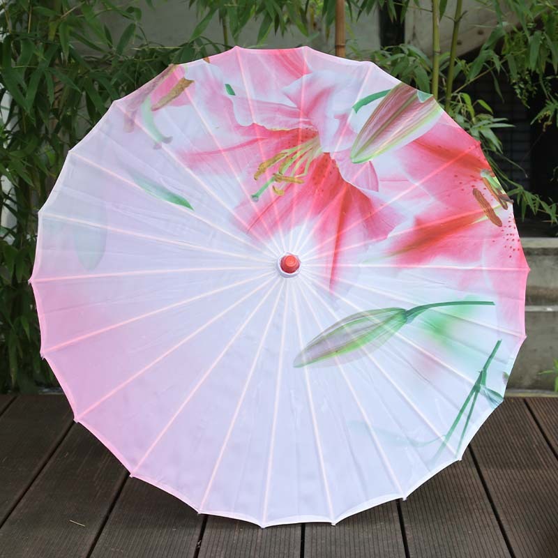 Ancient Style Printed Silk Fabric Tassel Umbrella Decoration Oil Paper Umbrella Hanfu Umbrella Classical Sun Protection Parasol