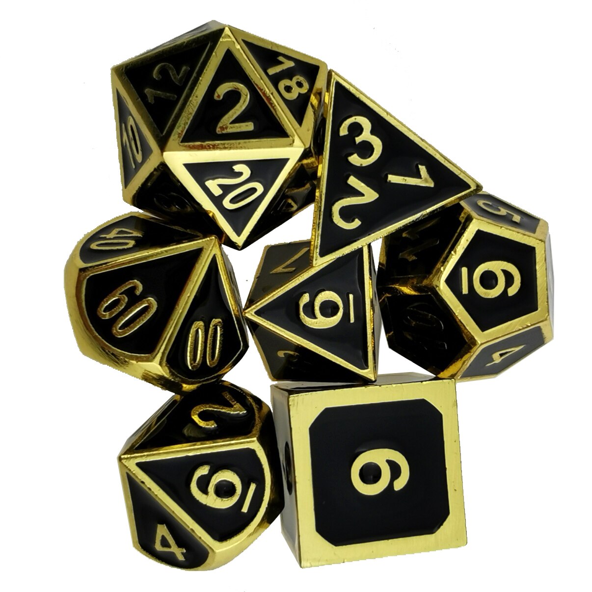 Rollooo-ensemble classique de 7 matrices en métal avec norme en émail pour jeux de roleplay mdn D4 D6 D8 D10 D12 D20 et D %