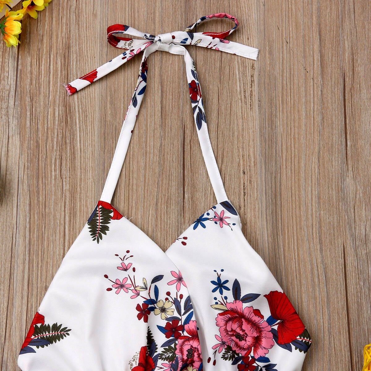 Bez rękawów własny krawat kwiat drukuj kombinezon dla dziewczyna maluch