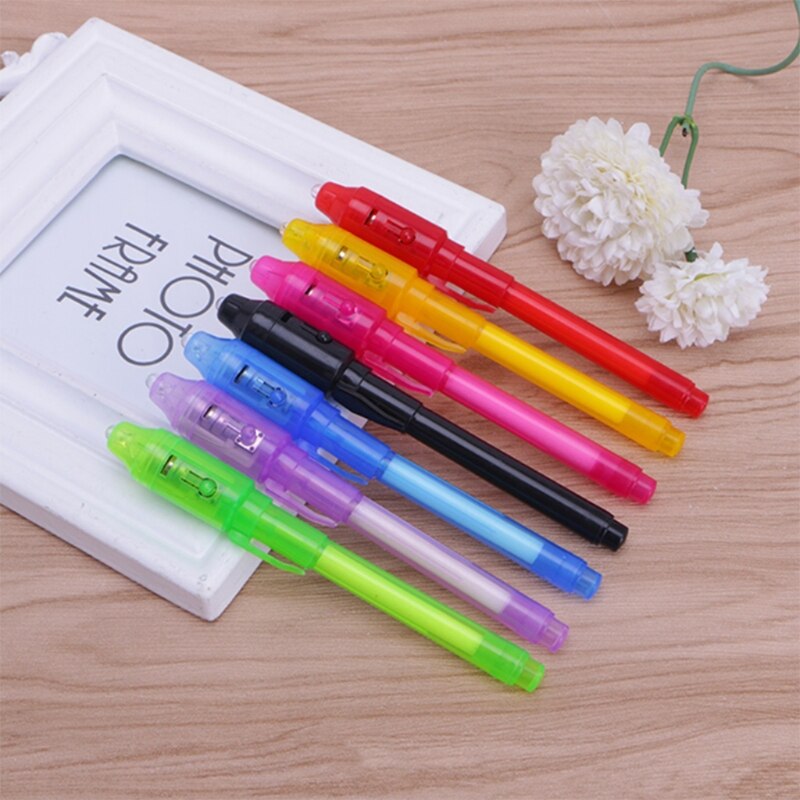 4 Teile/satz Unsichtbare Tinte Stift Gebaut in UV-Licht Magie Marker Für Stift Sicherheit Zu Bedienen (rosa + lila + gelb + blau)