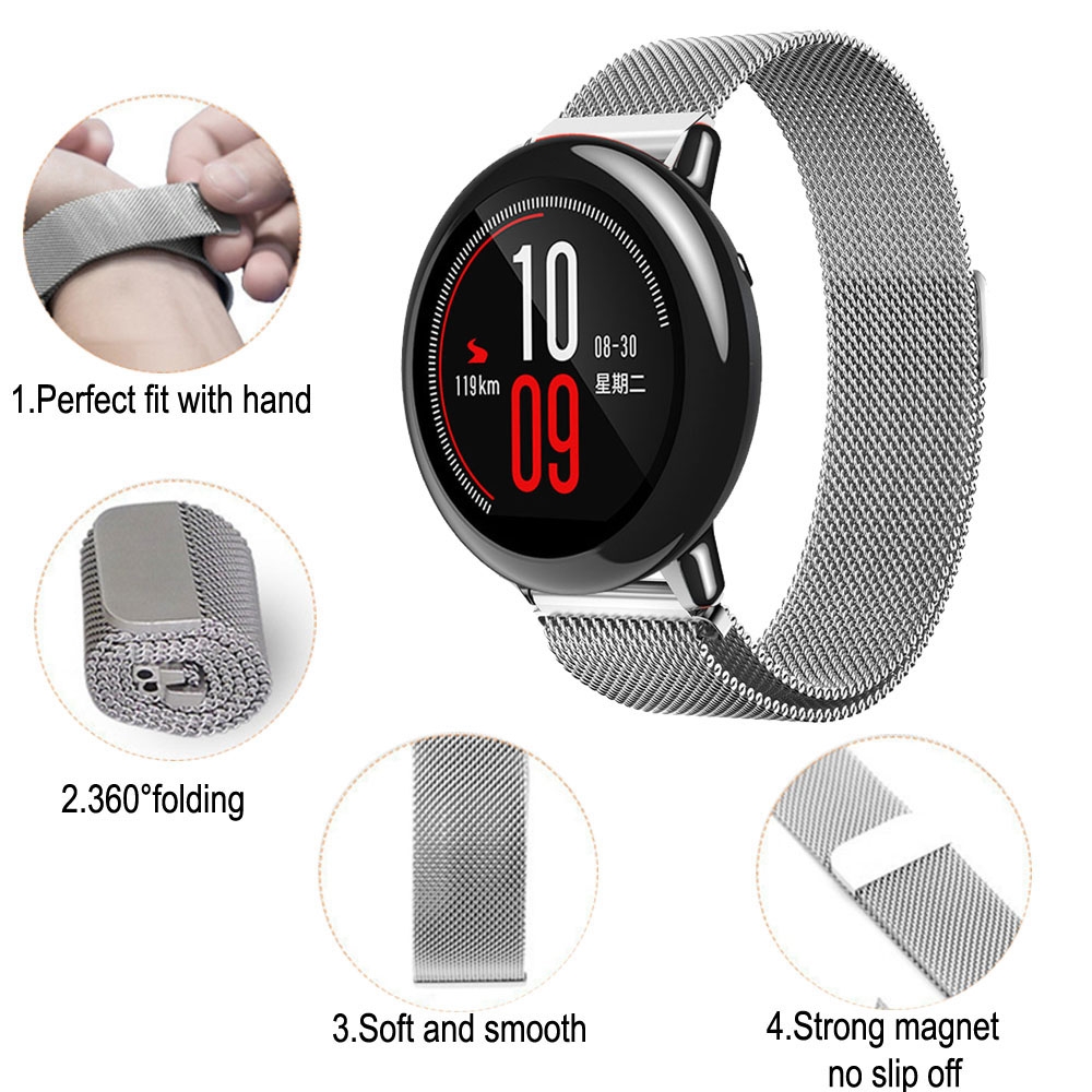 22mm Metalen Roestvrij Band voor Xiaomi Huami Amazfit Tempo Armband Horloge Band Milanese Loop Magnetische Bandjes voor Amazfit Stratos 2