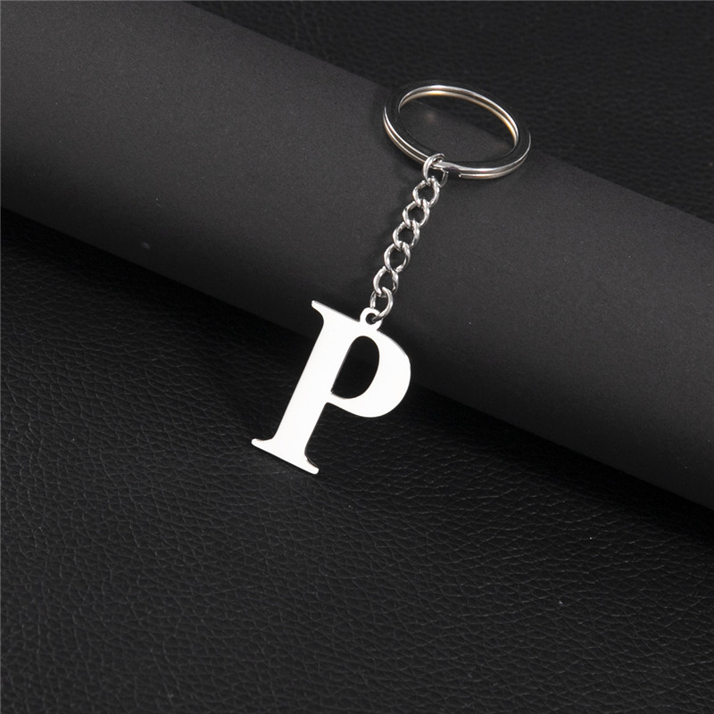 Punk diy az bokstäver nyckelring kvinnor metall initial hänge nyckelring ring för män trend 26 alfabet nyckelring väska tillbehör