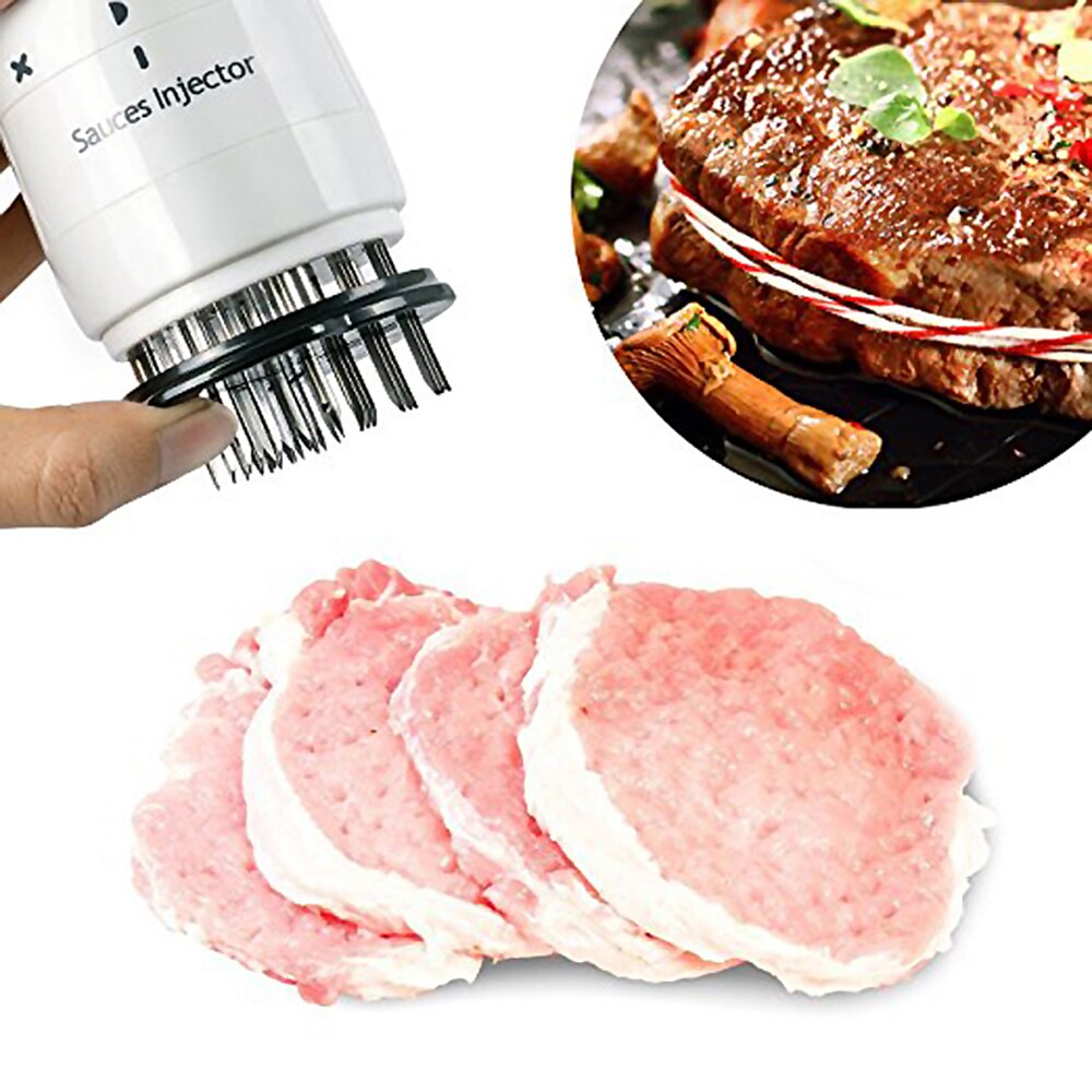 Rustfrit stål kød injektor nål kød mørningsmiddel marinade kød smag sprøjte injektorer køkken kød værktøj bbq fest gadgets