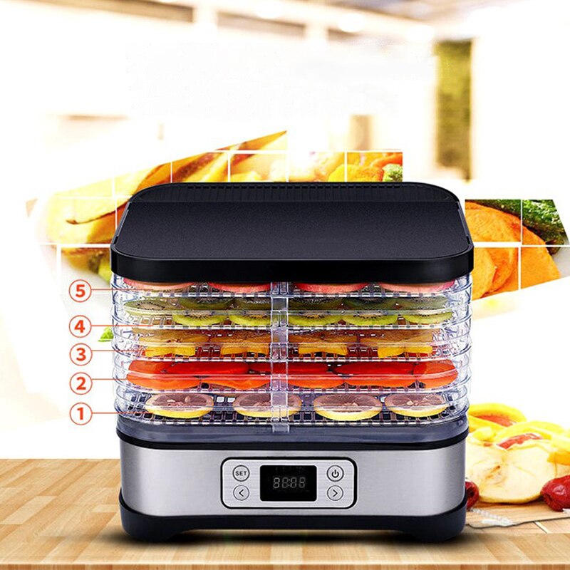 Huishoudelijke Automatische Voedsel Dehydrator Fast Food Droger Rvs Droogmachine Elektrische Lucht Droger Drogen Fruit Vlees Hwc
