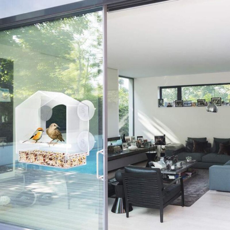 Upgraded Window Bird Feeder Large Crystal Clear Weatherproof Bird Feeders（30*10*13CM）