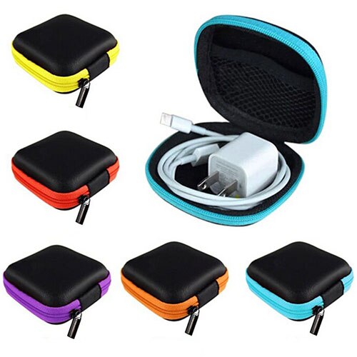 Étui De Transport Portable Carré Pour Écouteurs Intra-Auriculaires (Noir
