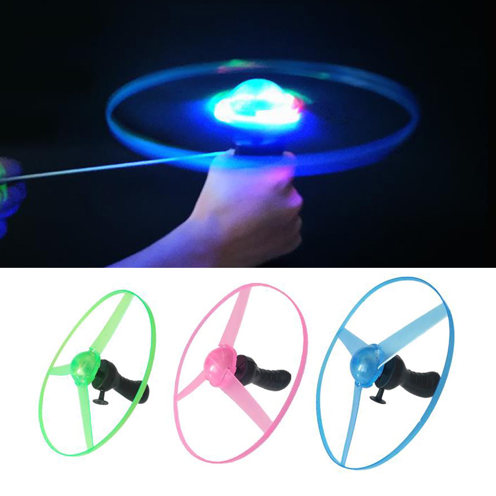 1Pc Fun Outdoor Sport Pull Lijn Schotel Speelgoed Led Verlichting Ufo Ouder-kind Interactie Creatieve 7 Kleur Spin-Off