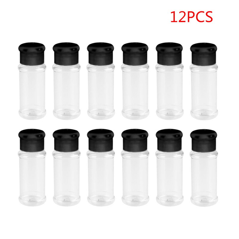 10/12/20 st 100ml plast kryddor salt peppar shakers kryddor grill kryddor burk cruet behållare kök kryddor flaska: 12 st svart
