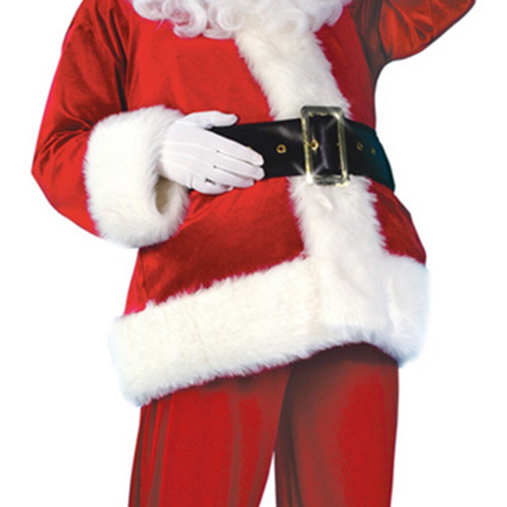 Costume père noël noël joue grande taille adulte homme scène performance robe de noël avec barbe chapeau ceinture