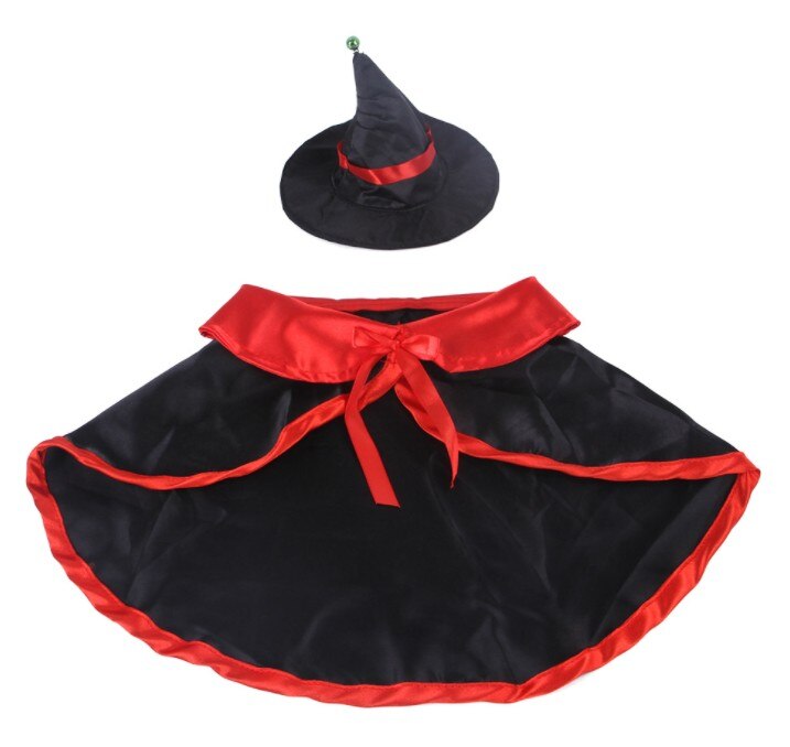 Halloween Cat and Dog Cloak Pet Role-Playing Costume Demon with Magician Hat Cute Hooded Cloak Witch/Wizard Costume: S